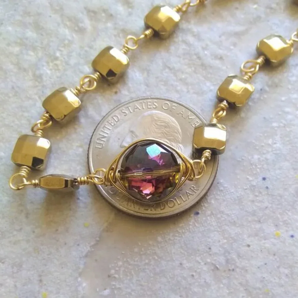 Trendy & Boho Chic! Delicate + Dainty Handmade Bracelet - Mauve & Gold Colors
